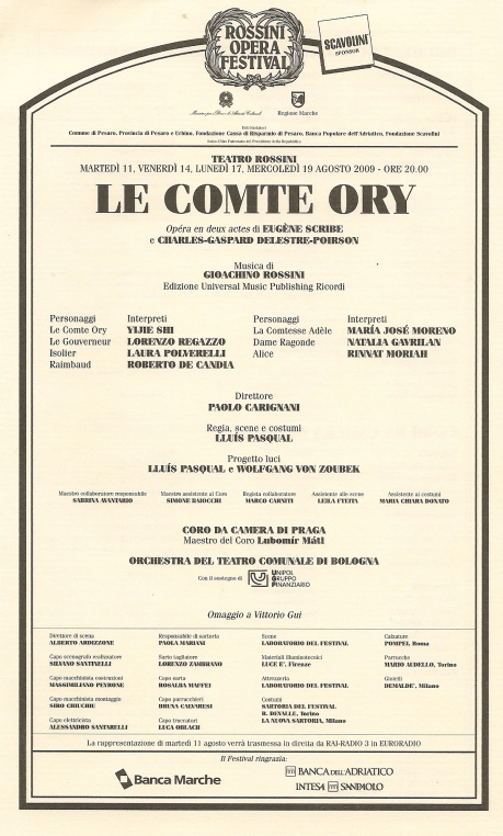 "Locandina" de Le Comte Ory del ROF 2009