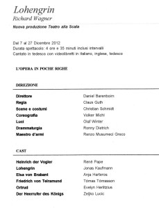 Locandina Lohengrin Scala 1.12.12