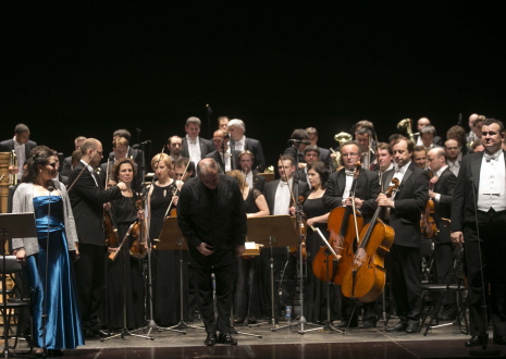 Mlada Khudoley, Valery Gergiev i Avgust Amonov el 2 d'agost de 2013 a Peralada. Foto gentilesa del FIMP