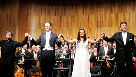 Antonio Pappano, Ian Bostridge, Anna Netrenbo, Thomas Hampson el 18 d'agost de 2013 al Festival de Salzburg. Foto: anna-netrebko.blogspot.com
