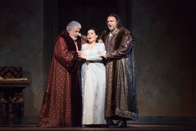 Plácido Domingo, Lianna Haroutounian and Joseph Calleja in Verdi’s “Simon Boccanegra” at the Metropolitan Opera. SARA KRULWICH / THE NEW YORK TIMES