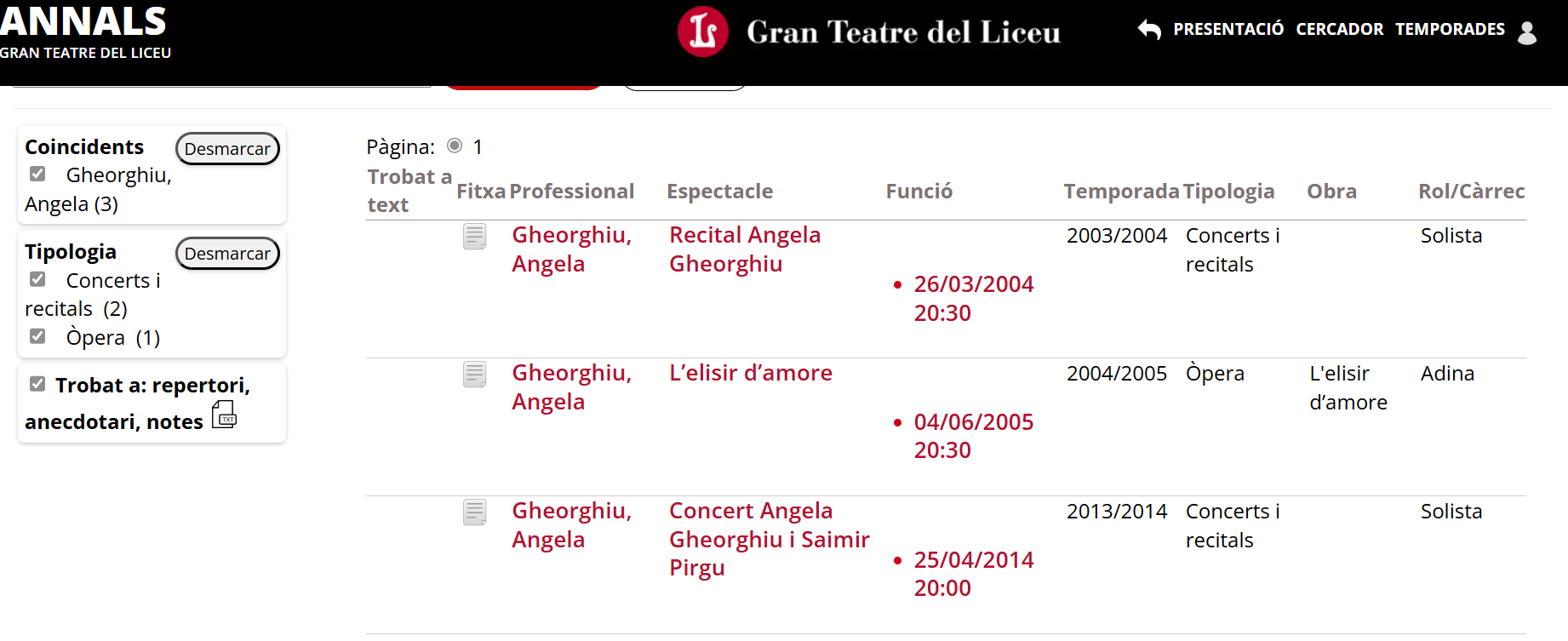 Cerca d'Angela Gheorghiu al Liceu